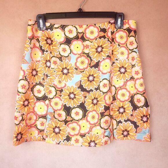 Dee Elly Floral Front Slit Mini Skirt 90s Y2K size Large - Picture 1 of 6